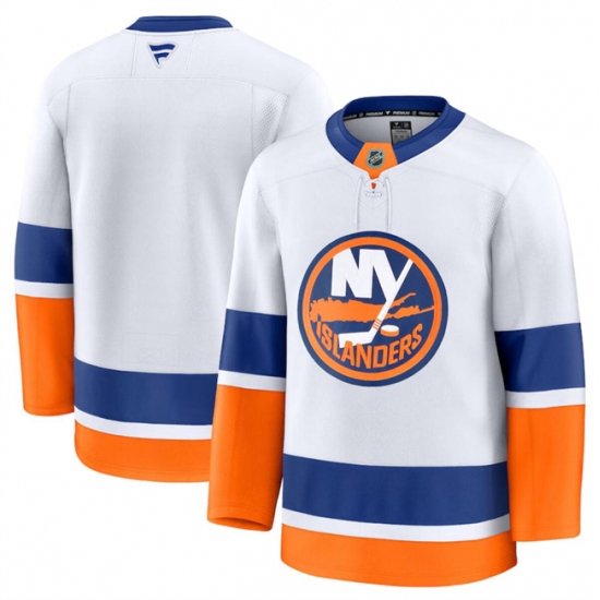 Men's New York Islanders Blank White 2024-25 Away Stitched Hockey Jersey - Ujersey