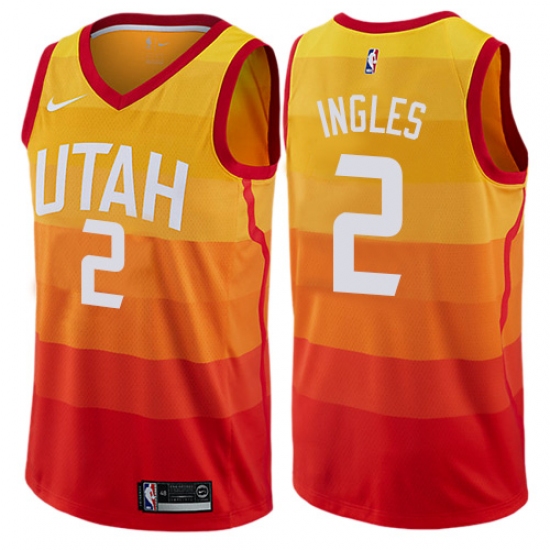 Men's Nike Utah Jazz #2 Joe Ingles Orange NBA Swingman City Edition Jersey - Ujersey