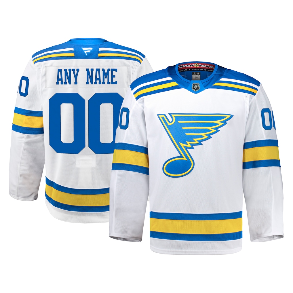 Men's St. Louis Blues Fanatics White Away Authentic Pro Custom Jersey - ujerseystore
