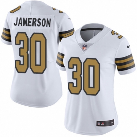Women's Nike New Orleans Saints #30 Natrell Jamerson Limited White Rush Vapor Untouchable NFL Jersey - Ujersey