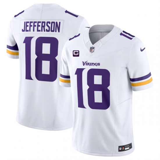 Men's Minnesota Vikings #18 Justin Jefferson White 2024 F.U.S.E. With 2-Star C Vapor Limited Stitched Jersey - Ujersey