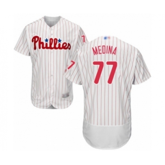 Men's Philadelphia Phillies #77 Adonis Medina White Home Flex Base Authentic Collection Baseball Player Jersey - Ujersey