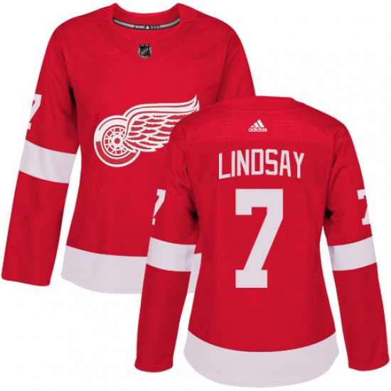 Women's Adidas Detroit Red Wings #7 Ted Lindsay Authentic Red Home NHL Jersey - Ujersey