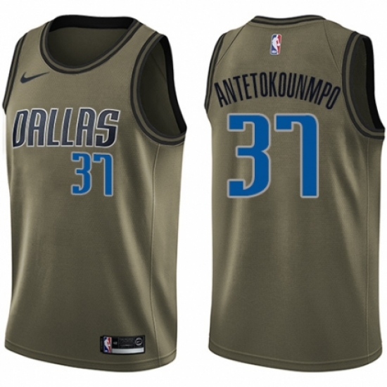 Men's Nike Dallas Mavericks #37 Kostas Antetokounmpo Swingman Green Salute to Service NBA Jersey - Ujersey