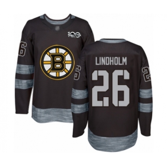 Men's Boston Bruins #26 Par Lindholm Authentic Black 1917-2017 100th Anniversary Hockey Jersey