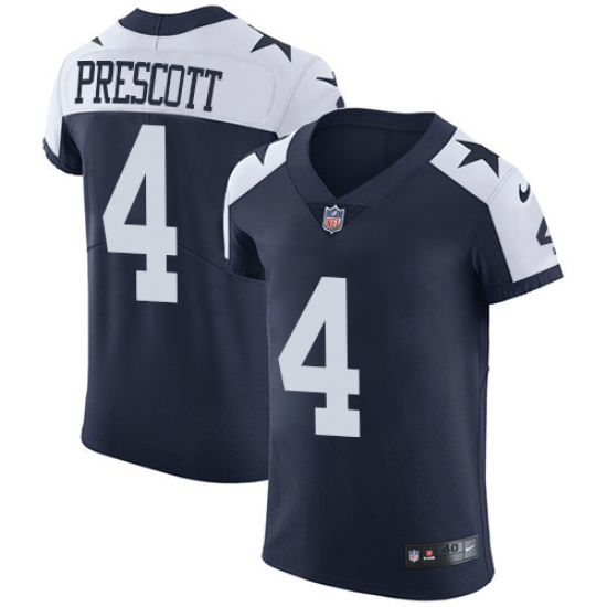 Men's Nike Dallas Cowboys #4 Dak Prescott Navy Blue Throwback Alternate Vapor Untouchable Elite Player NFL Jersey - Ujersey