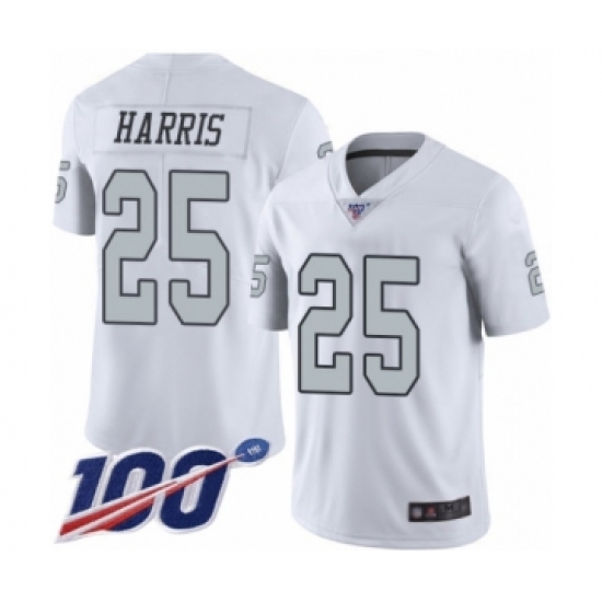 Men's Oakland Raiders #25 Erik Harris Limited White Rush Vapor Untouchable 100th Season Football Jersey