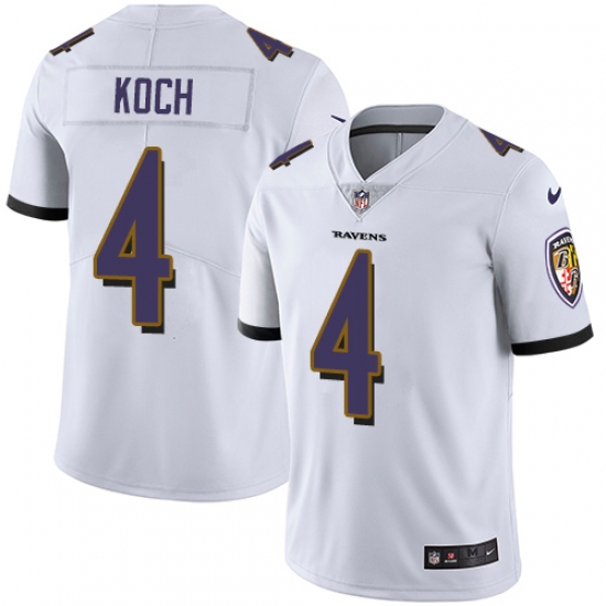 Men's Nike Baltimore Ravens #4 Sam Koch White Vapor Untouchable Limited Player NFL Jersey - Ujersey