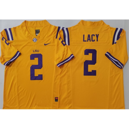 Men's LSU Tigers #2 Kyren Lacy Yellow F.U.S.E. Stitched Jersey - Ujersey