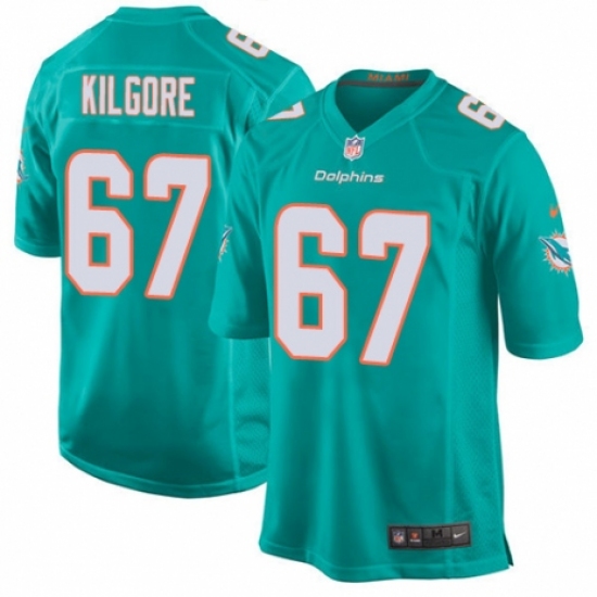 Men's Nike Miami Dolphins #67 Daniel Kilgore Game Aqua Green Team Color NFL Jersey - Ujersey