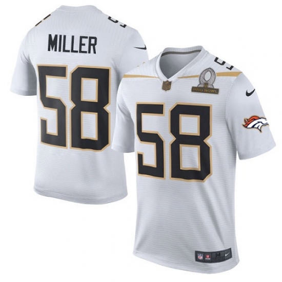 Men's Nike Denver Broncos #58 Von Miller Elite White Team Rice 2016 Pro Bowl NFL Jersey - Ujersey