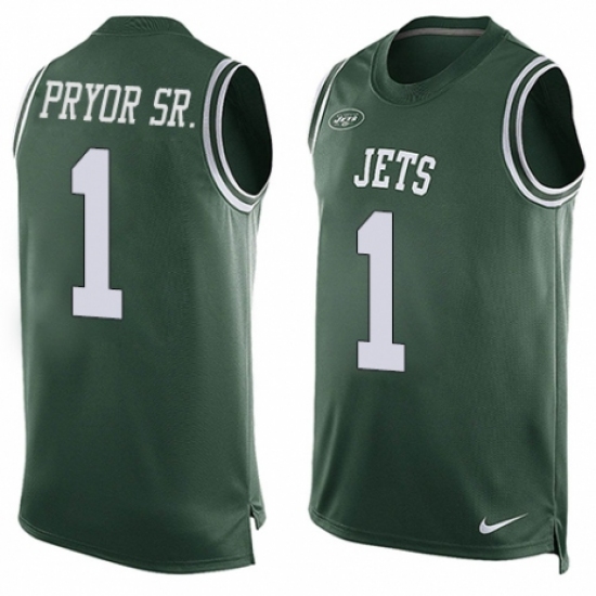 Men's Nike New York Jets #1 Terrelle Pryor Sr. Limited Green Player Name & Number Tank Top NFL Jersey - Ujersey
