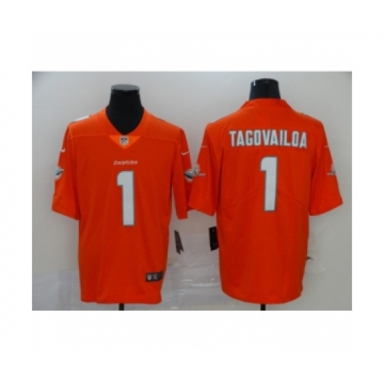 Men's Miami Dolphins #1 Tua Tagovailoa 2020 Limited Orange Rush Vapor Untouchable Football Jersey - Ujersey