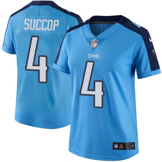 Women's Nike Tennessee Titans #4 Ryan Succop Light Blue Team Color Vapor Untouchable Limited Player NFL Jersey - Ujersey