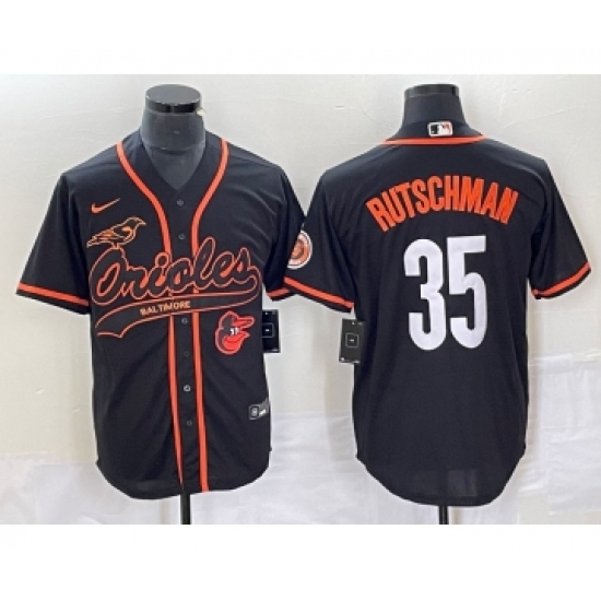 Men's Baltimore Orioles #35 Adley Rutschman Black With Patch Cool Base Stitched Baseball Jersey - Ujersey