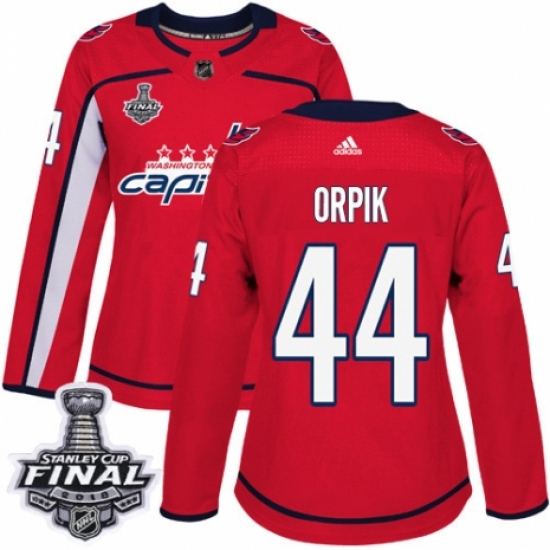 Women's Adidas Washington Capitals #44 Brooks Orpik Authentic Red Home 2018 Stanley Cup Final NHL Jersey - Ujersey