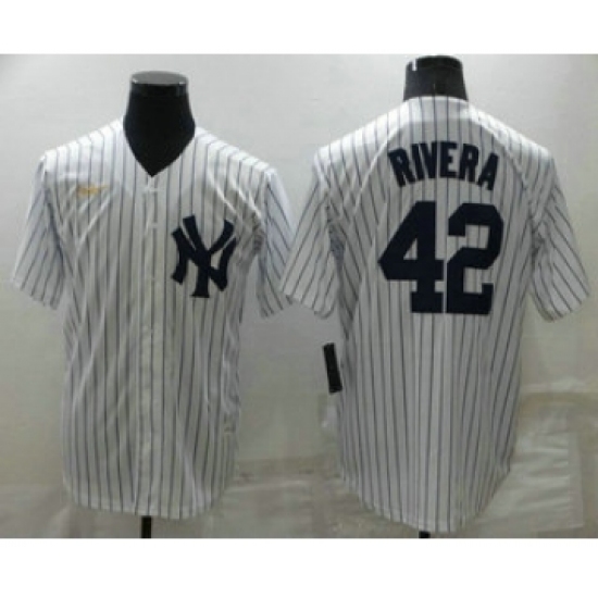 Men's New York Yankees #42 Mariano Rivera White Throwback Stitched MLB Cool Base Nike Jersey - Ujersey