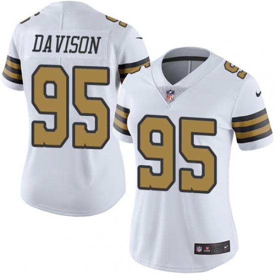 Women's Nike New Orleans Saints #95 Tyeler Davison Limited White Rush Vapor Untouchable NFL Jersey - Ujersey