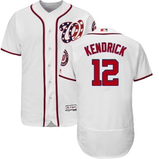 Men's Majestic Washington Nationals #12 Howie Kendrick White Home Flex Base Authentic Collection MLB Jersey - Ujersey