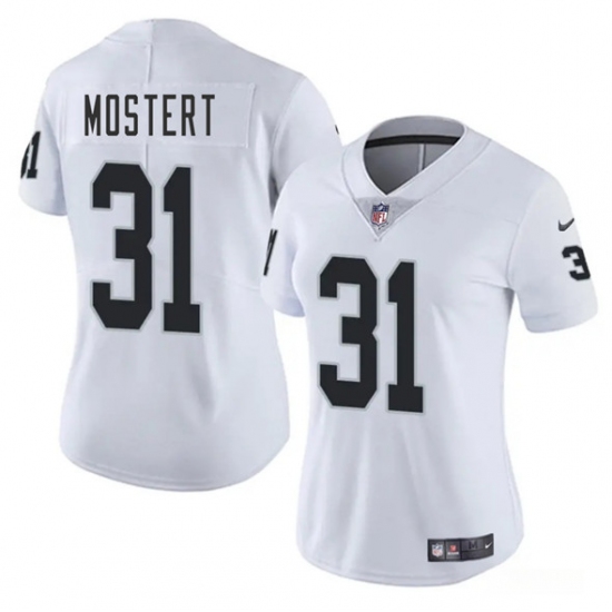 Women's Las Vegas Raiders #31 Raheem Mostert White 2025 Vapor Football Stitched Jersey(Run Small) - Ujersey