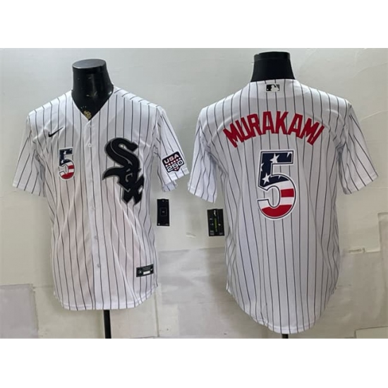Men's Chicago White Sox #5 Munetaka Murakami White 2026 USA 250 Fourth of July Stitched Baseball Jersey - Ujersey