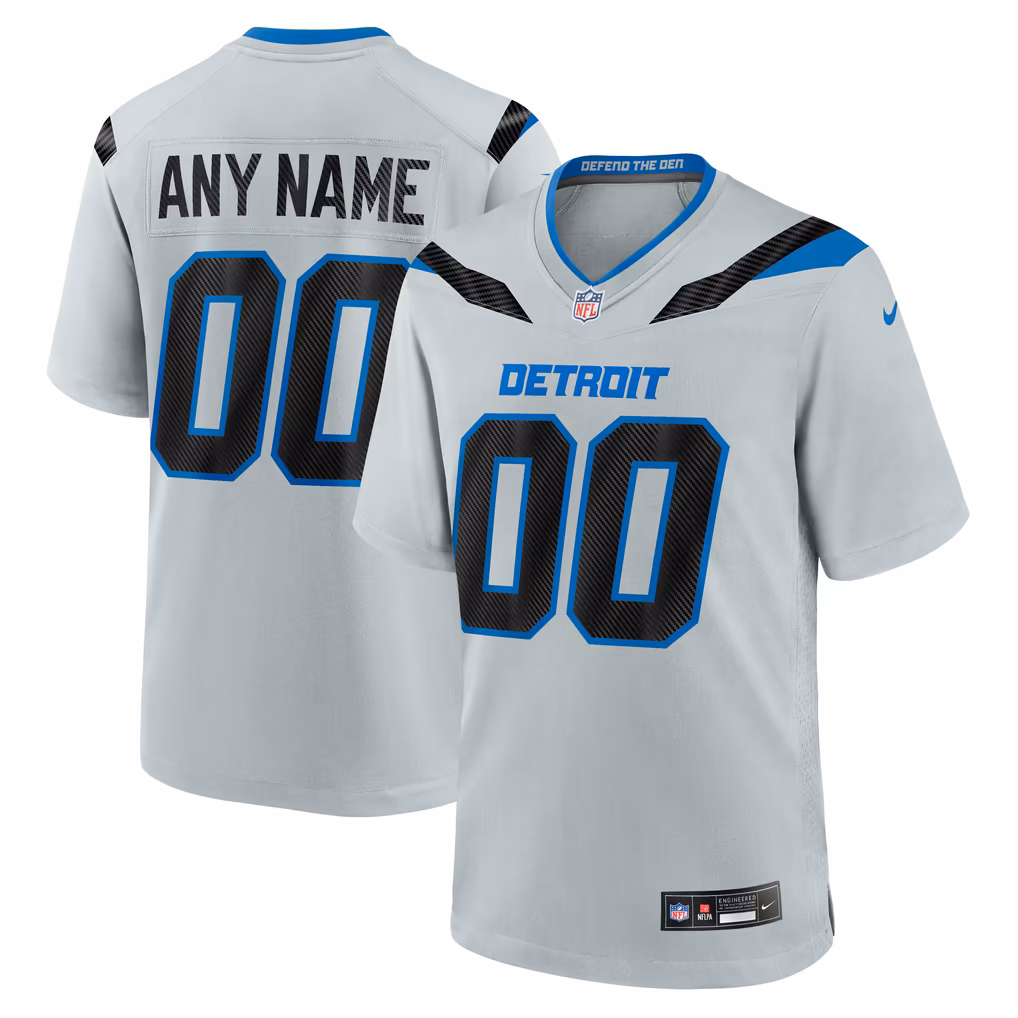 Men's Detroit Lions Nike Silver 2026 Rivalries Collection Game Custom Jersey - Ujersey