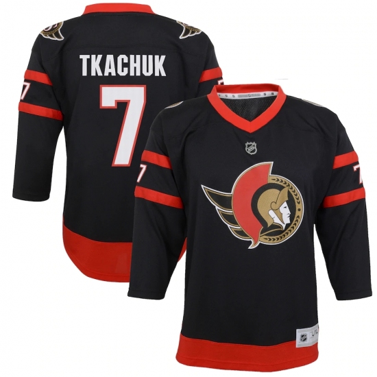 Youth Ottawa Senators #7 Brady Tkachuk Black 2020-21 Home Replica Player Jersey - Ujersey