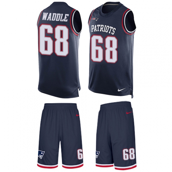 Men's Nike New England Patriots #68 LaAdrian Waddle Limited Navy Blue Tank Top Suit NFL Jersey