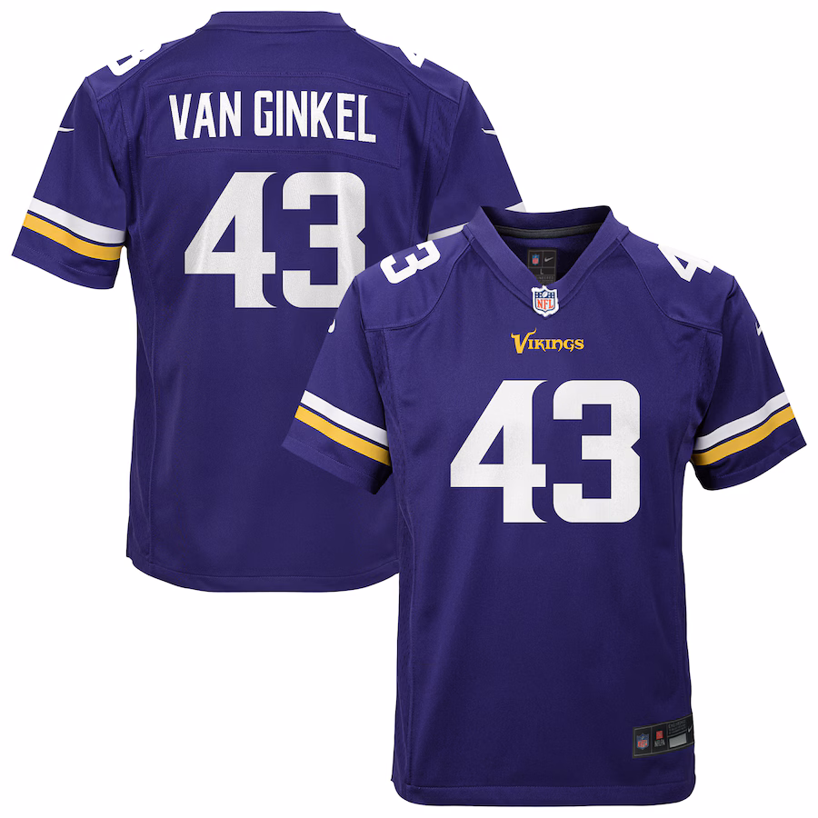 Youth Minnesota Vikings Andrew Van Ginkel Nike Purple Team Game Jersey