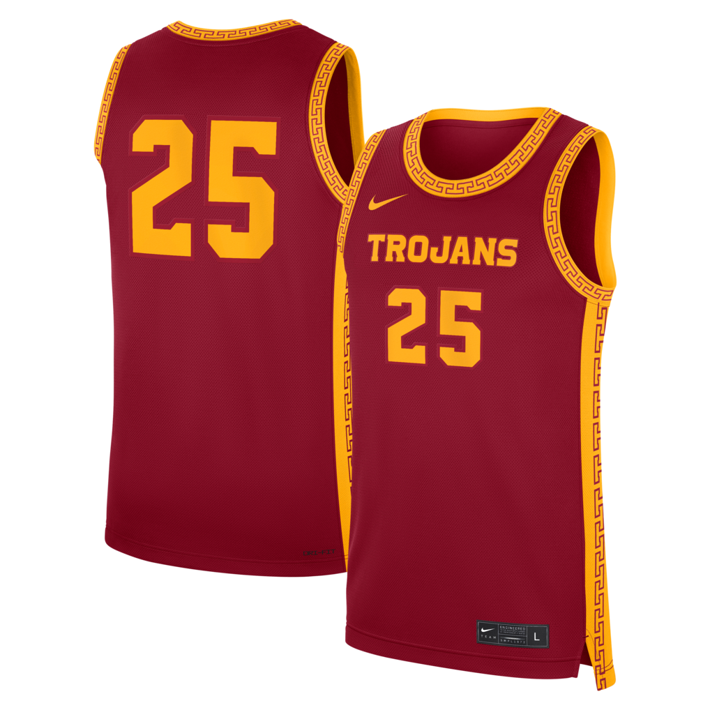 Men's Nike #25 Cardinal USC Trojans Road Replica Basketball Jersey - Ujersey
