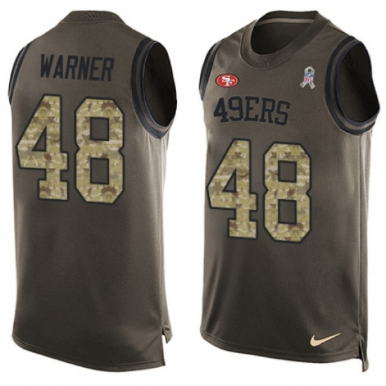 Men's Nike San Francisco 49ers #48 Fred Warner Limited Green Salute to Service Tank Top NFL Jersey - Ujersey