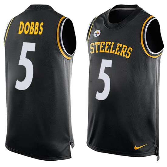 Men's Nike Pittsburgh Steelers #5 Joshua Dobbs Limited Black Player Name & Number Tank Top NFL Jersey - Ujersey