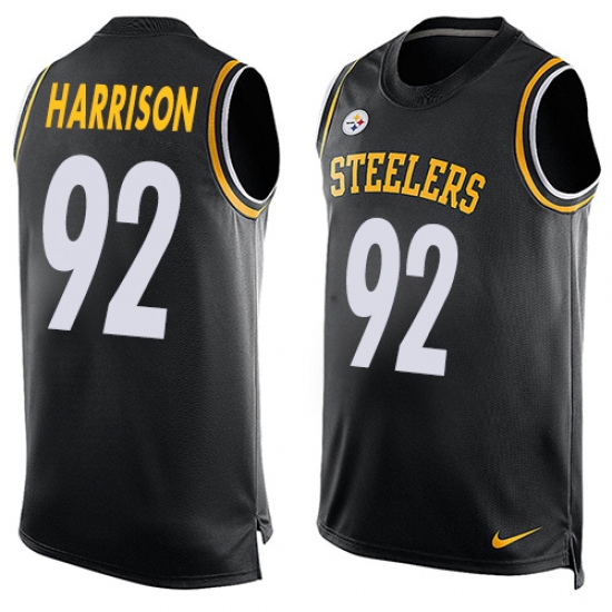 Men's Nike Pittsburgh Steelers #92 James Harrison Limited Black Player Name & Number Tank Top NFL Jersey - Ujersey