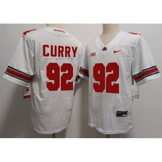 Men's Ohio State Buckeyes #92 Curry White Limited Stitched Football Jersey - Ujersey
