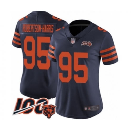 Women's Chicago Bears #95 Roy Robertson-Harris Limited Navy Blue Rush Vapor Untouchable 100th Season Football Jersey - Ujersey