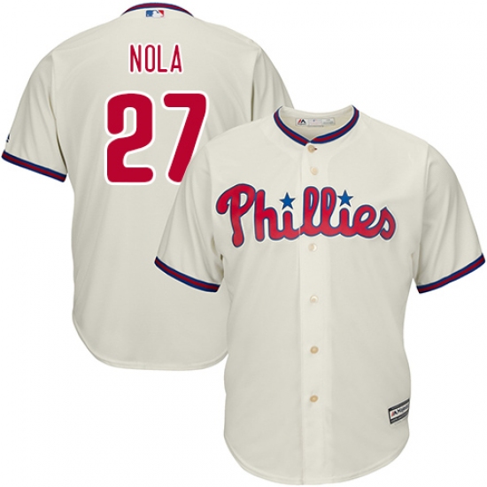 Men's Majestic Philadelphia Phillies #27 Aaron Nola Replica Cream Alternate Cool Base MLB Jersey - Ujersey