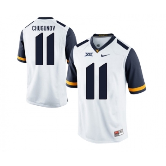 West Virginia Mountaineers 11 Chris Chugunov White College Football Jersey - Ujersey