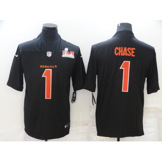 Men's Cincinnati Bengals #1 Ja'Marr Chase Nike Black Super Bowl LVI Bound Limited Fashion Jersey - Ujersey