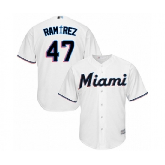 Youth Miami Marlins #47 Harold Ramirez Authentic White Home Cool Base Baseball Player Jersey - Ujersey