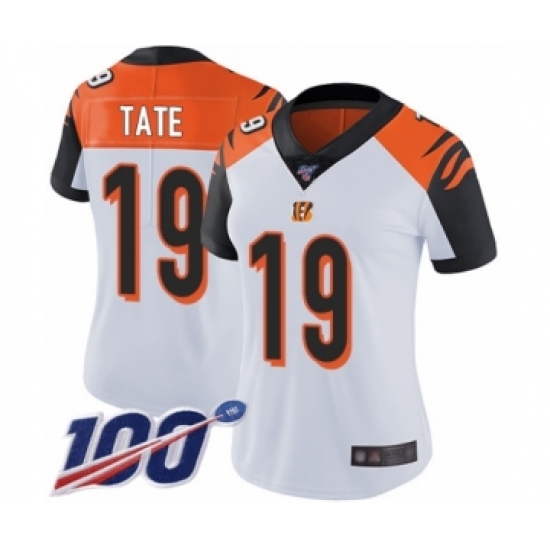 Women's Cincinnati Bengals #19 Auden Tate White Vapor Untouchable Limited Player 100th Season Football Jersey - Ujersey