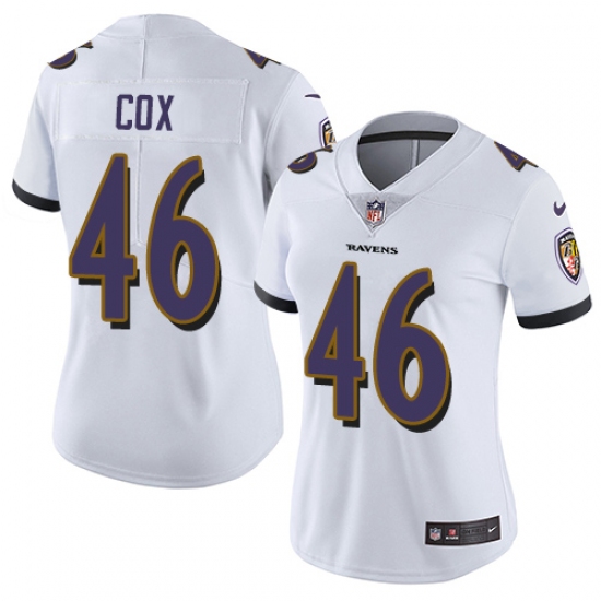 Women's Nike Baltimore Ravens #46 Morgan Cox White Vapor Untouchable Limited Player NFL Jersey - Ujersey