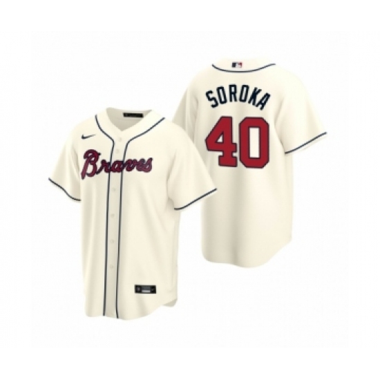 Women Atlanta Braves #40 Mike Soroka Nike Cream 2020 Replica Alternate Jersey - Ujersey