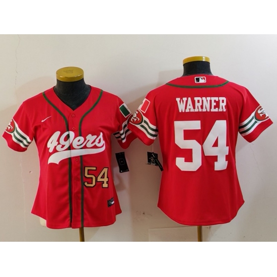 Women's San Francisco 49ers #54 Fred Warner Red Mexico Cool Base Stitched Baseball Jerseys - Ujersey