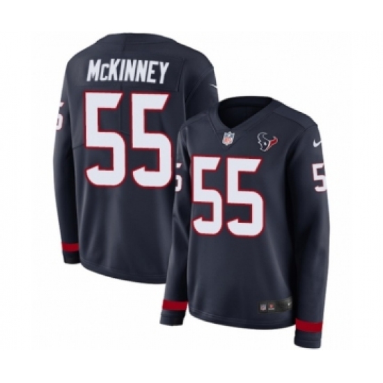 Women's Nike Houston Texans #55 Benardrick McKinney Limited Navy Blue Therma Long Sleeve NFL Jersey - Ujersey