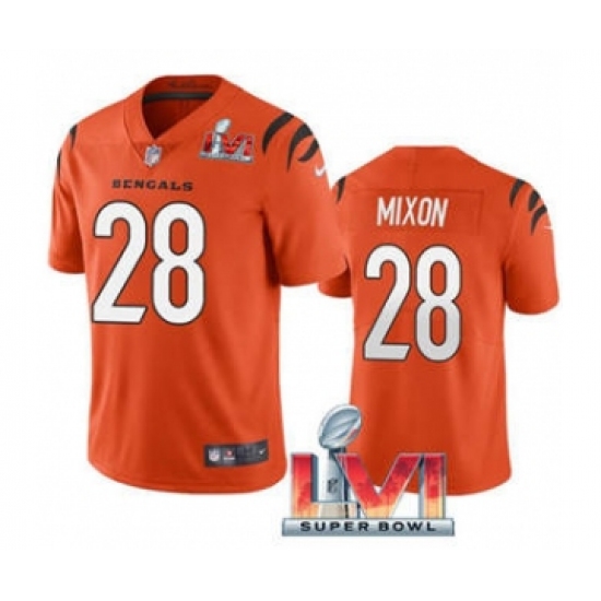 Men's Cincinnati Bengals #28 Joe Mixon Orange 2022 Super Bowl LVI Vapor Limited Stitched Jersey - Ujersey