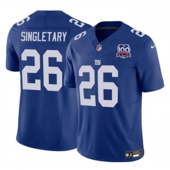 Men's New York Giants #26 Devin Singletary Blue 2024 F.U.S.E. 100TH Season Vapor Untouchable Limited Stitched Jersey - Ujersey