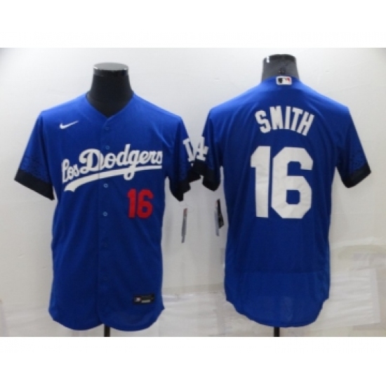 Men's Los Angeles Dodgers #16 Will Smith 2021 Royal City Connect Flex Base Stitched Baseball Jersey - Ujersey