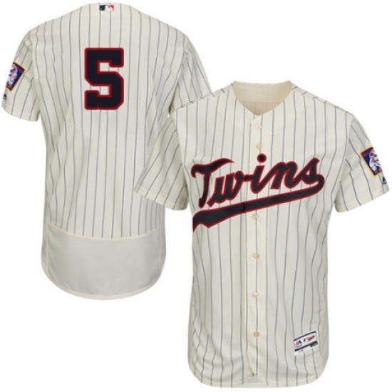 Men's Majestic Minnesota Twins #5 Eduardo Escobar Authentic Cream Alternate Flex Base Authentic Collection MLB Jersey