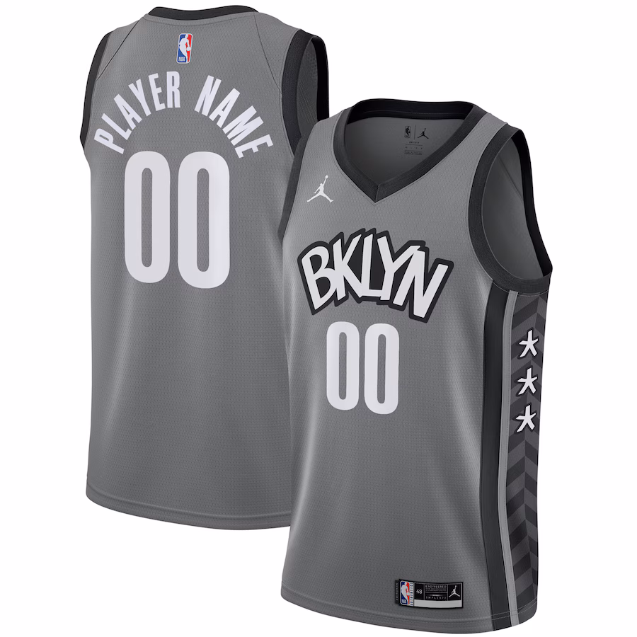 Men's Brooklyn Nets Jordan Brand Gray Swingman Custom Jersey - Statement Edition - Ujersey NHL