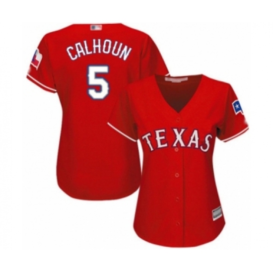 Women's Texas Rangers #5 Willie Calhoun Authentic Red Alternate Cool Base Baseball Player Jersey - Ujersey